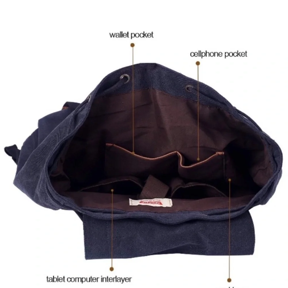 Senpaic Black Canvas Backpack | Travel-Hiking-School